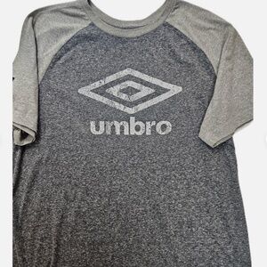 Umbro Shirt Mens XL Gray Raglan Athletic Tee Soccer Logo Short‎ Sleeve Classic